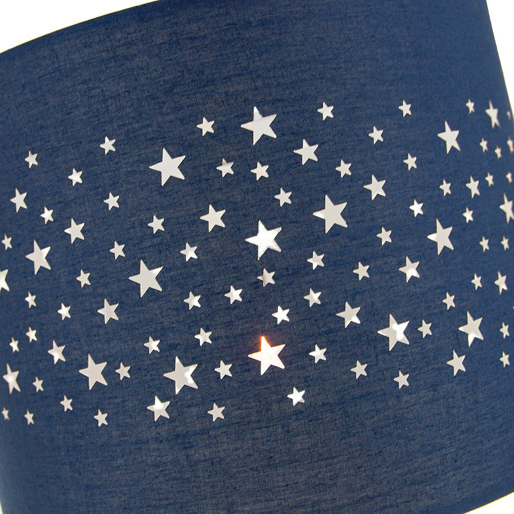 Happy Homewares Midnight Blue Cotton Stars Pattern Pendant Lamp Shade Image 3