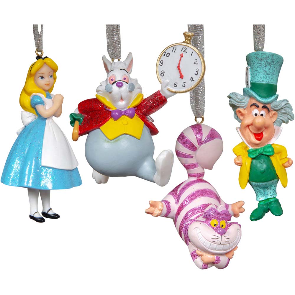 Disney Alice in Wonderland Christmas Tree Ornaments 4 Pack Image 1