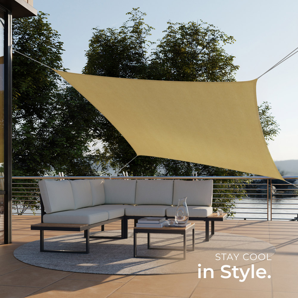 tectake Sonny Sand Water-Resistant Sun Shade Sail 200 x 300cm Image 7