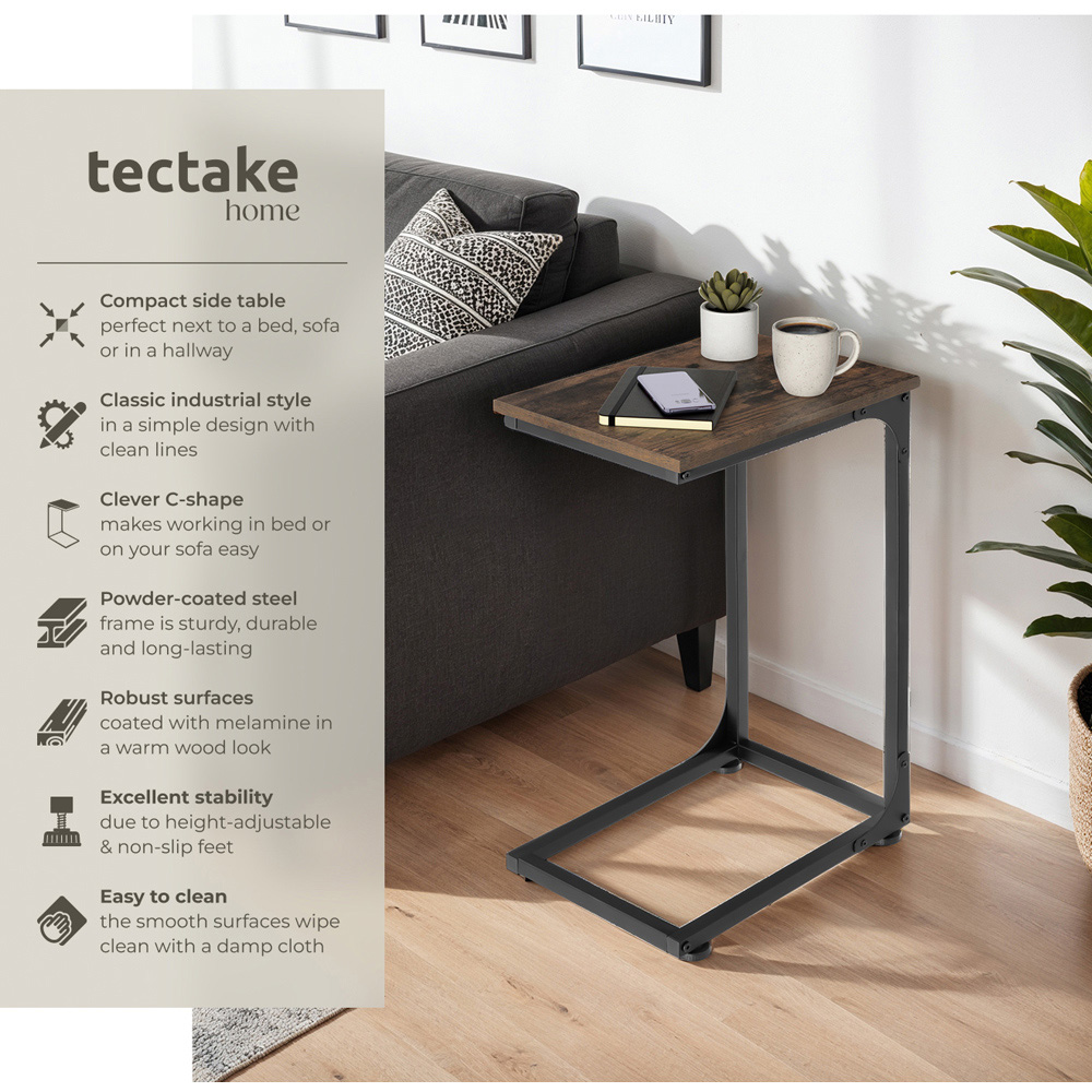 tectake Erie Dark Wood Bedside Table Image 6