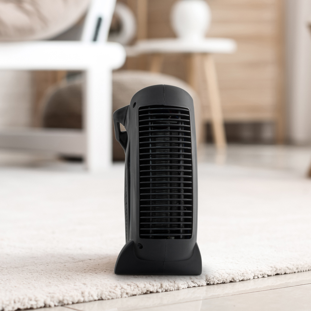 Black Fan Heater with 2 Heat Settings and Cool Function Image 7