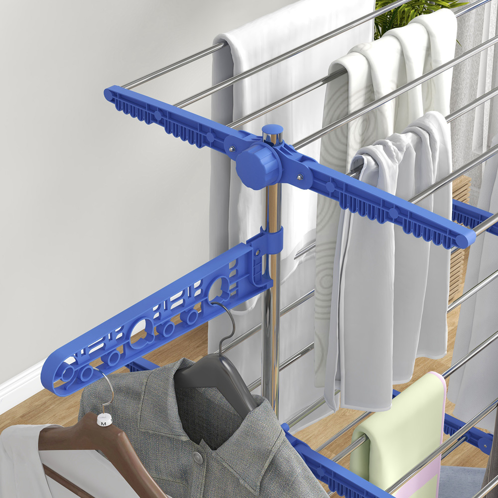 HOMCOM 3-TierBlue Large Stainless Steel Clothes Airer Image 4