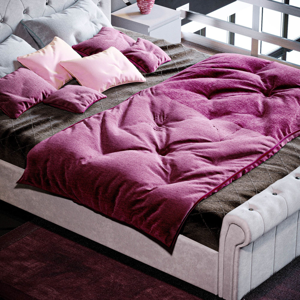 VIDA DESIGNS Violetta King Size Light Grey Velvet Bed Frame Image 6