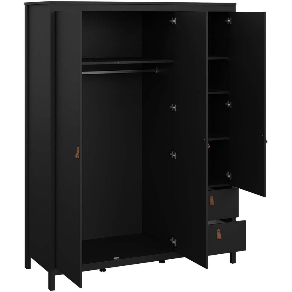 Florence Barcelona 3 Door 2 Drawer Matt Black Mirrored Wardrobe Image 4