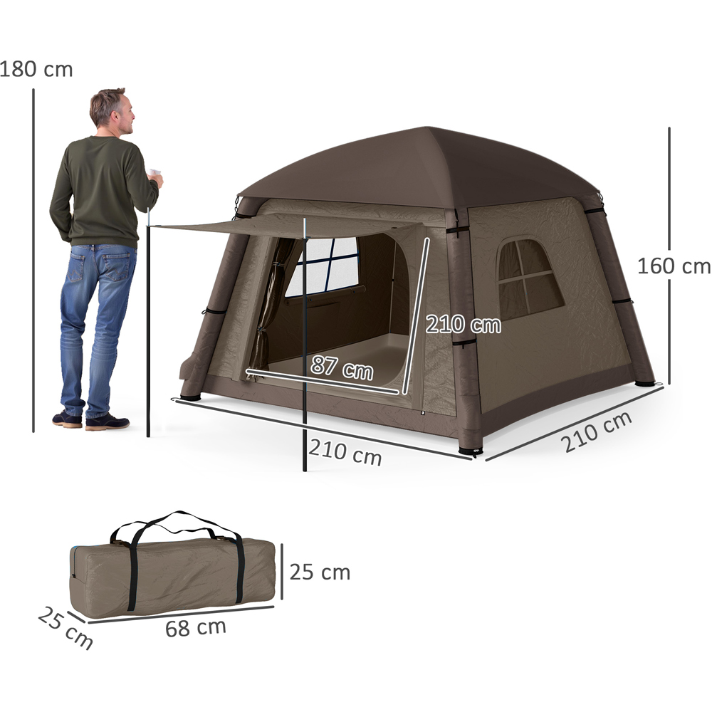 Outsunny 2 Person Easy Setup Inflatable Camping Tent with Air Pump Khaki Image 9
