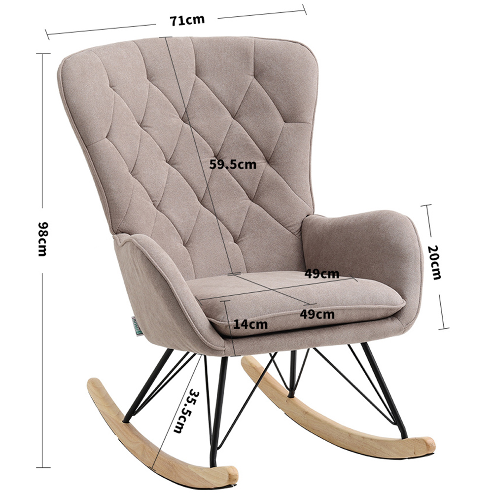 Living and Home Light Grey Upholstered Rocking Chair Image 9