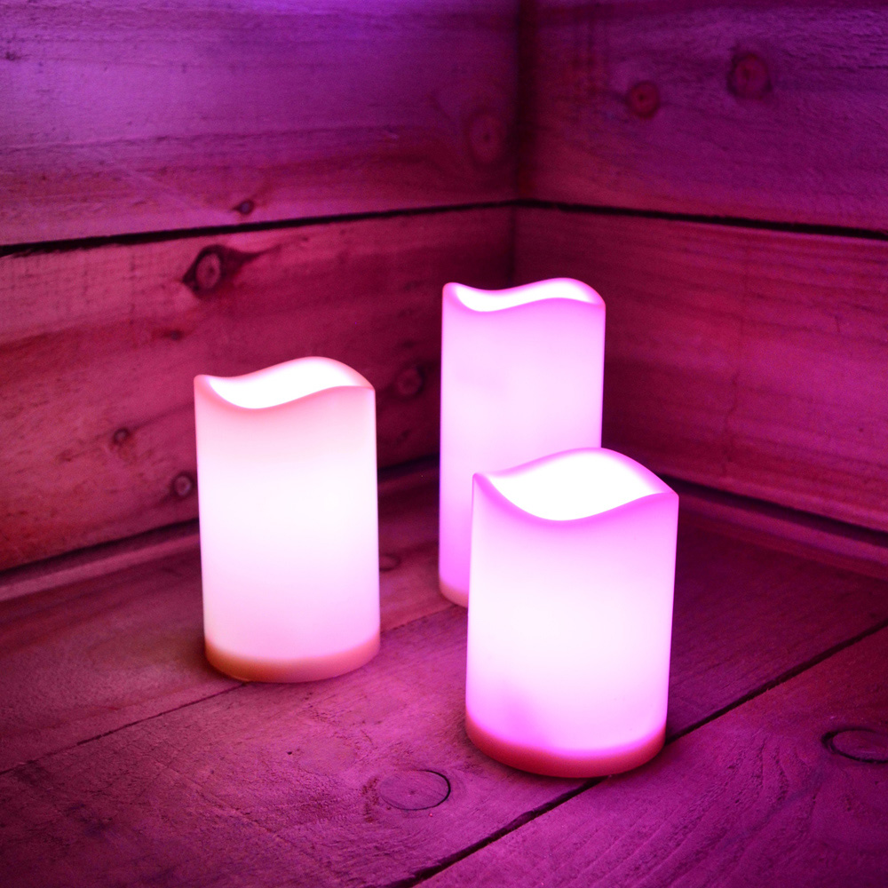 Samuel Alexander Premier Set of 3 Multi Pastel Colour Changing LED Candle Image 8
