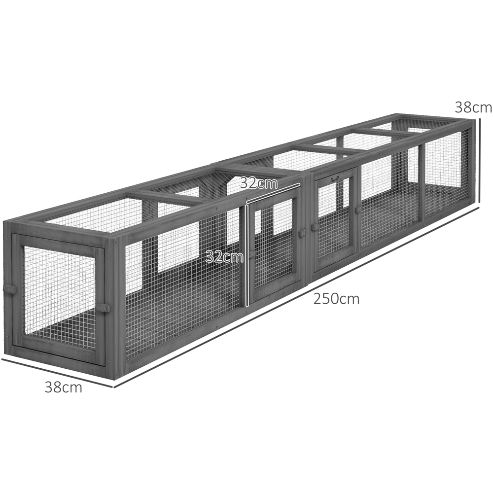 PawHut 250cm Extra Long 8 Door Wooden Cat Tunnel Image 9