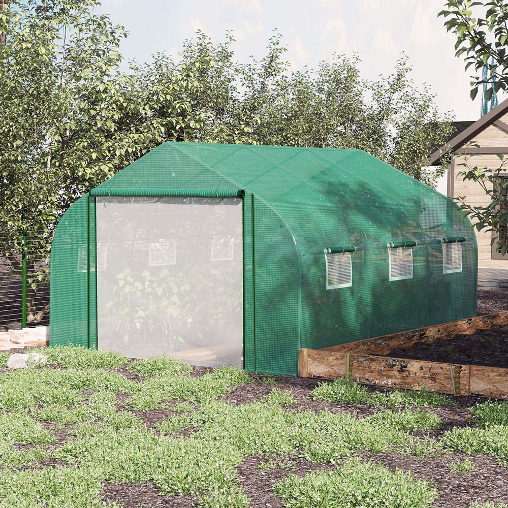 Outsunny Green 11.5 x 10ft Walk In Polytunnel Greenhouse Image 2