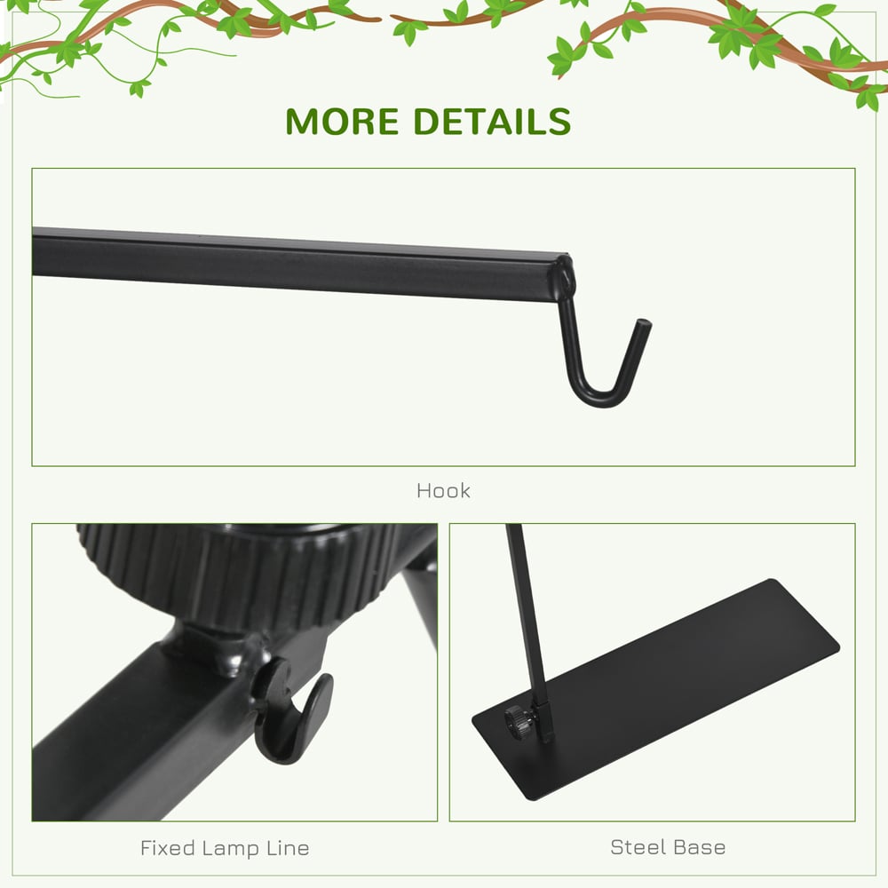 PawHut Reptile Lamp Stand with Base Hook Image 6