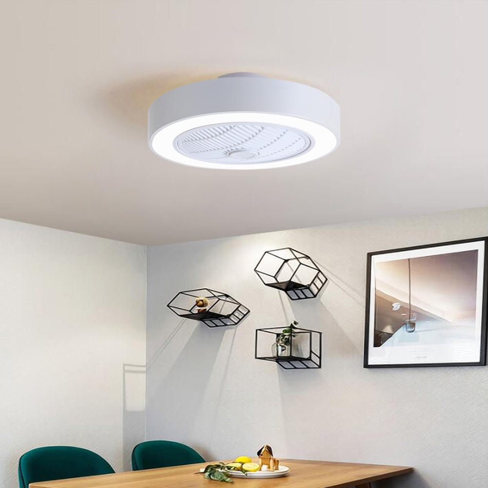 Living and Home White Round Ceiling Fan Light with Remote 22 inch Image 7