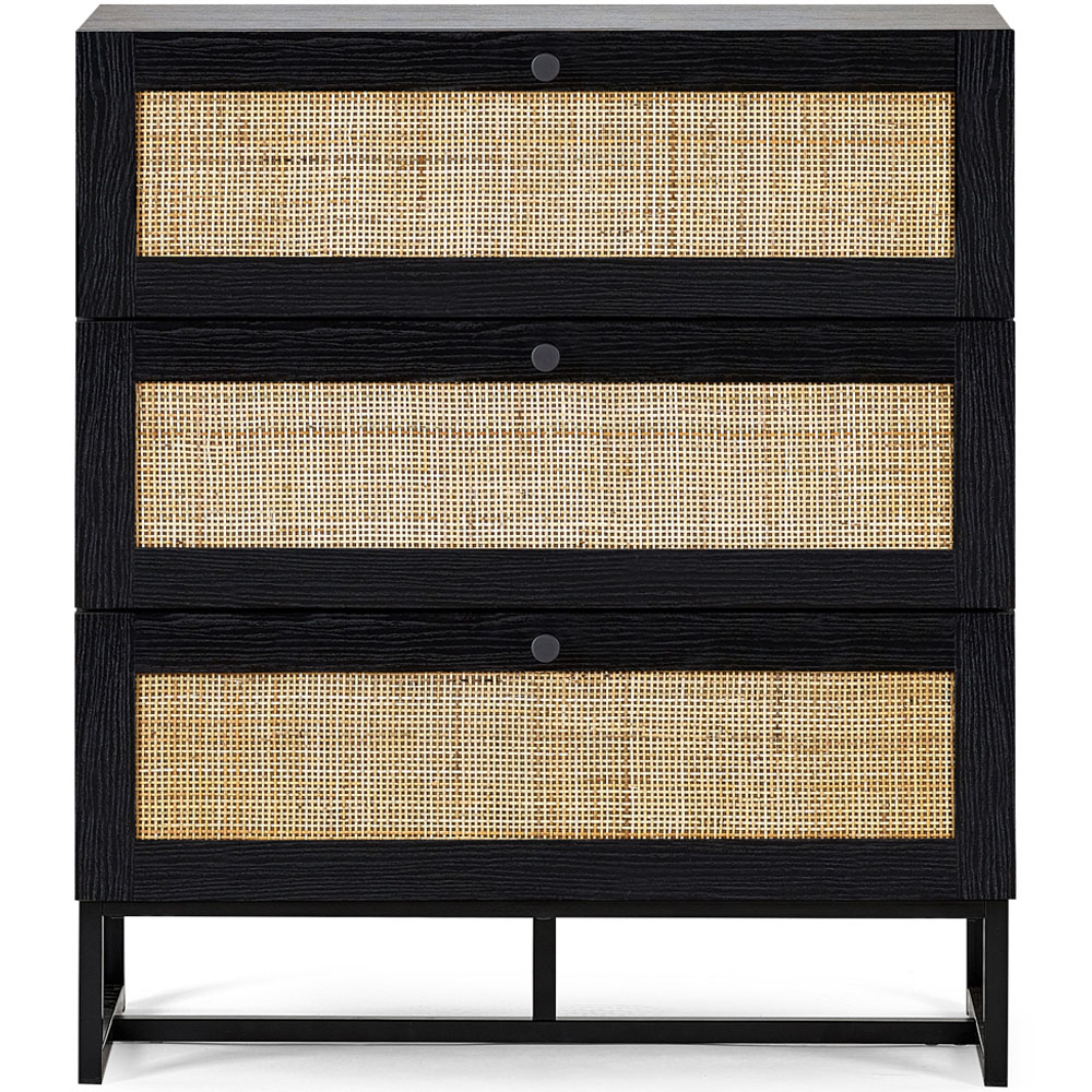 Julian Bowen Padstow 3 Drawer Black Chest of Drawers Image 4