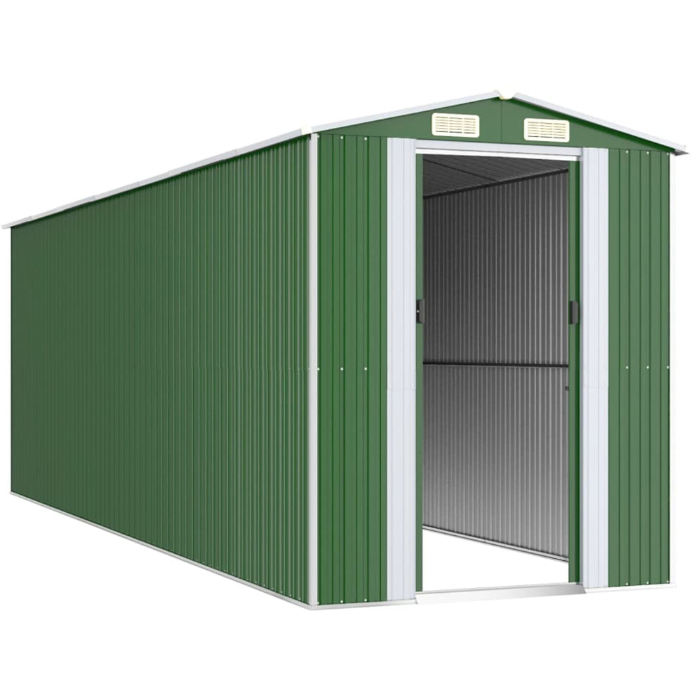 vidaXL 6.3 x 19.9ft Green Galvanised Steel Apex Garden Shed Image 3