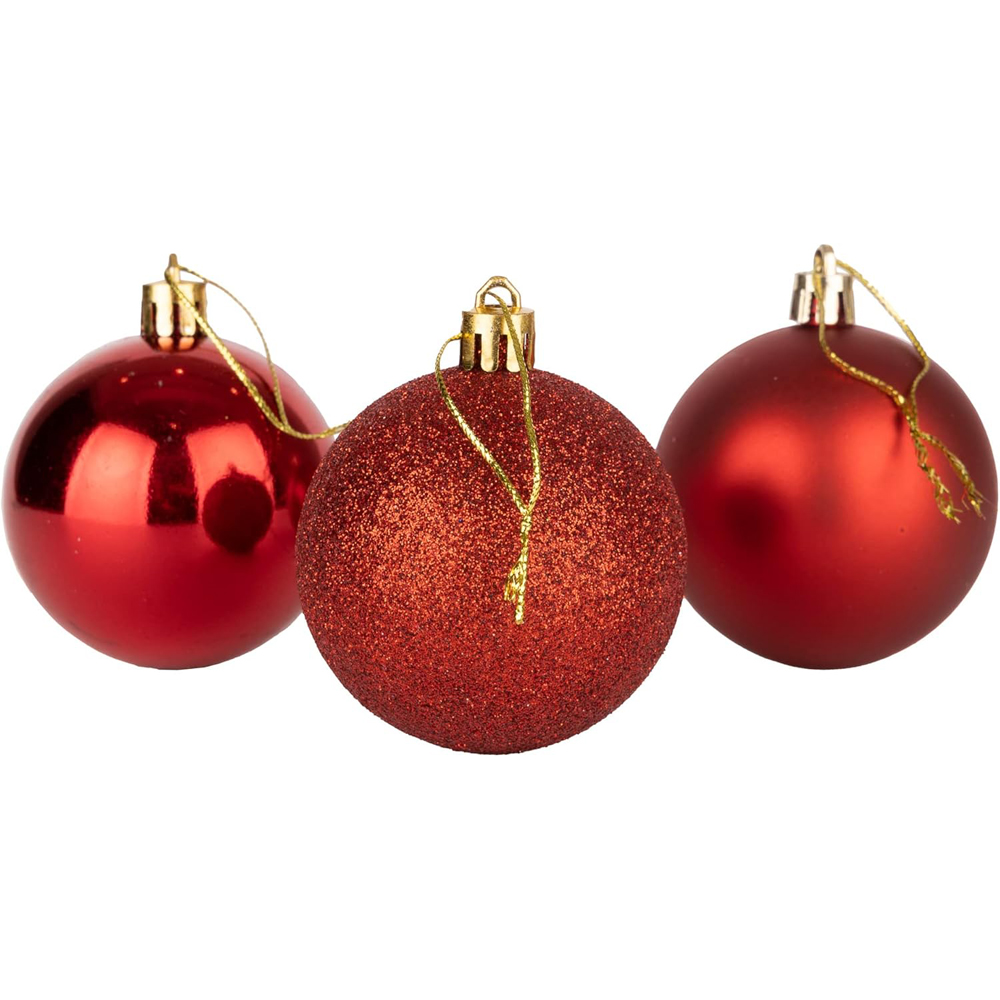 Shatchi 6cm Red Shatterproof Christmas Baubles 6 Pack Image 2