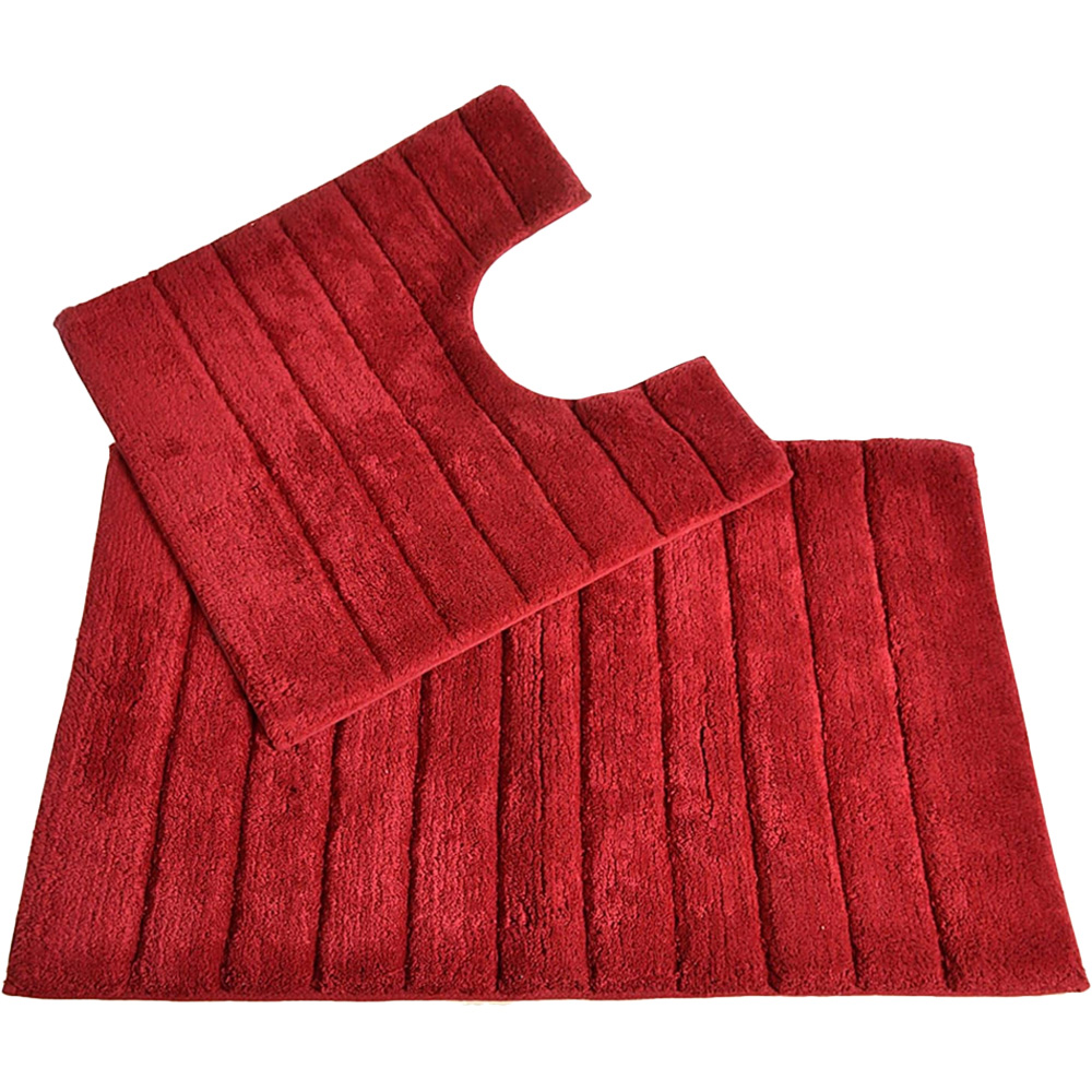 Allure Bath Fashions Cranberry Ribbed Bath Mat and Pedestal Mat Set 2 Piece Image 1