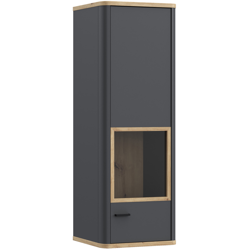 Florence Klara Single Door Grey and Oak Glass Display Cabinet Image 2