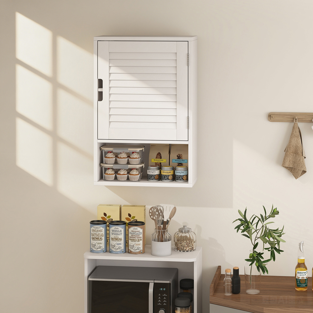 Portland Single Door Single Shelf White Wall-Mounted Bathroom Storage Cabinet Image 4