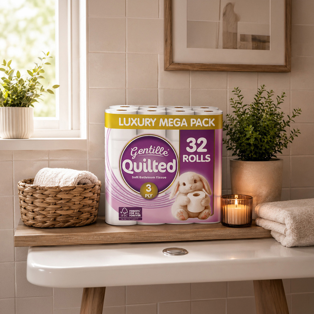 Pack of 32 Gentille Quilted Toilet Rolls Image 2