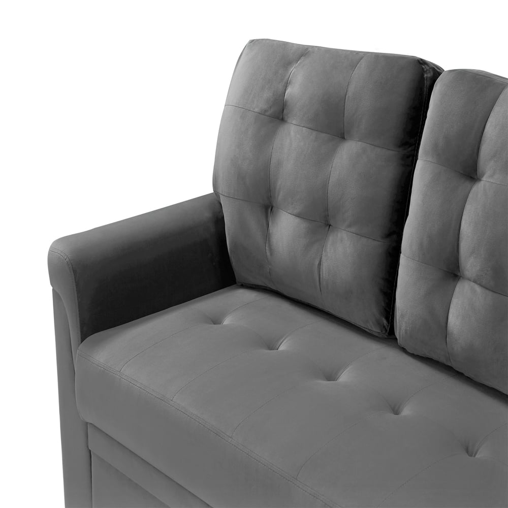 Furniture One 3 Seater Grey Velvet Corner Storage Sofa Bed Image 5