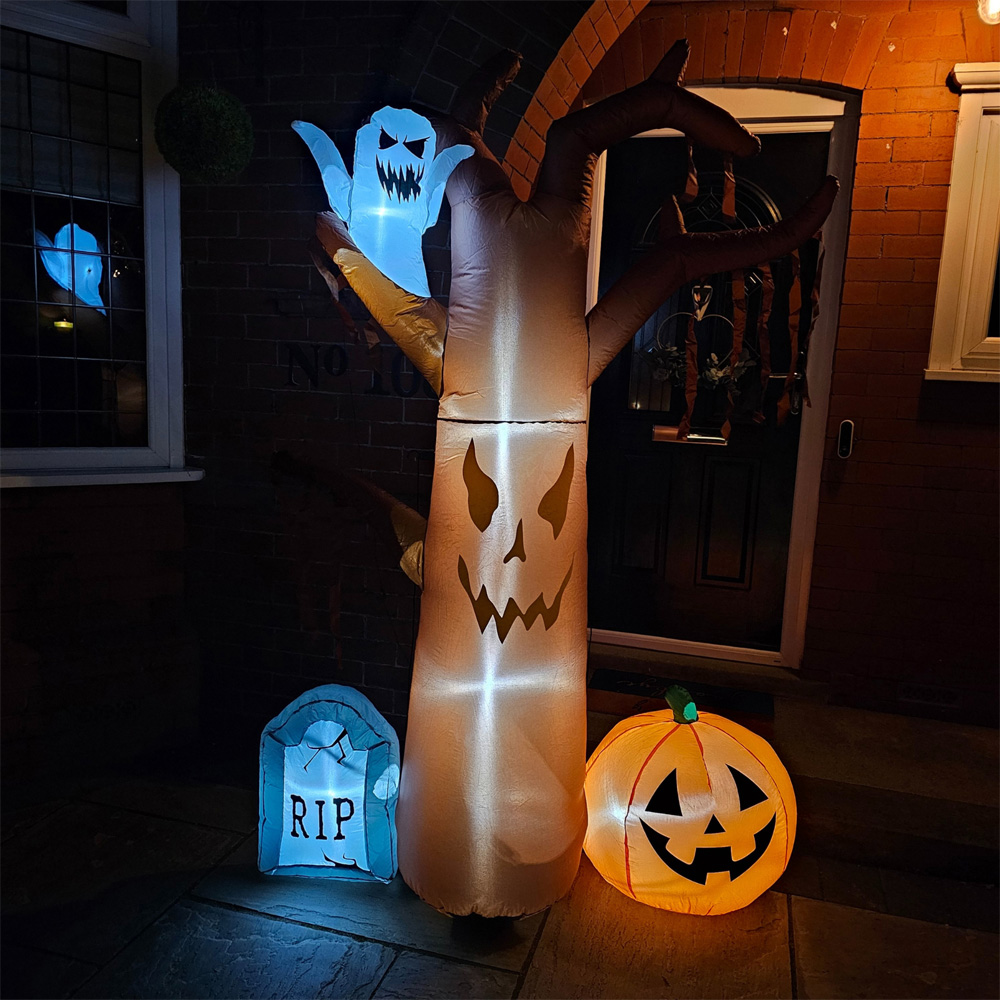 Samuel Alexander Inflatable LED Haunted Tree with Gravestone and Pumpkin Decorations 6.8ft Image 2