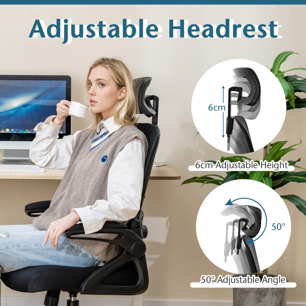 Costway Black Ergonomic Office Chair with Adjustable Lumbar Support Image 5
