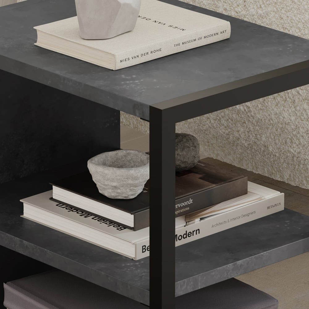 Decortie Echo 2 Shelf Retro Grey Minimalist Modern Side Table Image 3