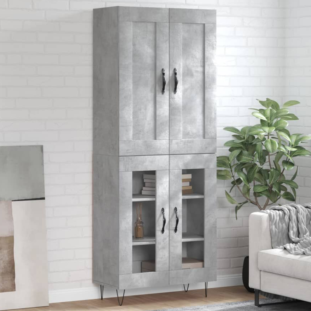vidaXL 4 Door Concrete Grey Highboard Image 1