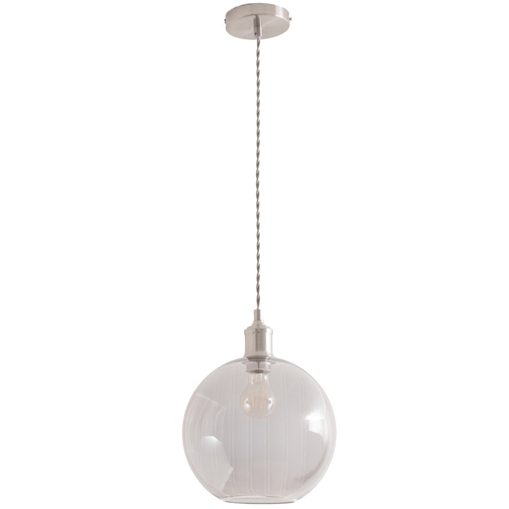 ValueLights Bellamy Single Smoked Glass Globe Brushed Chrome LED Ceiling Pendant Light Image 1