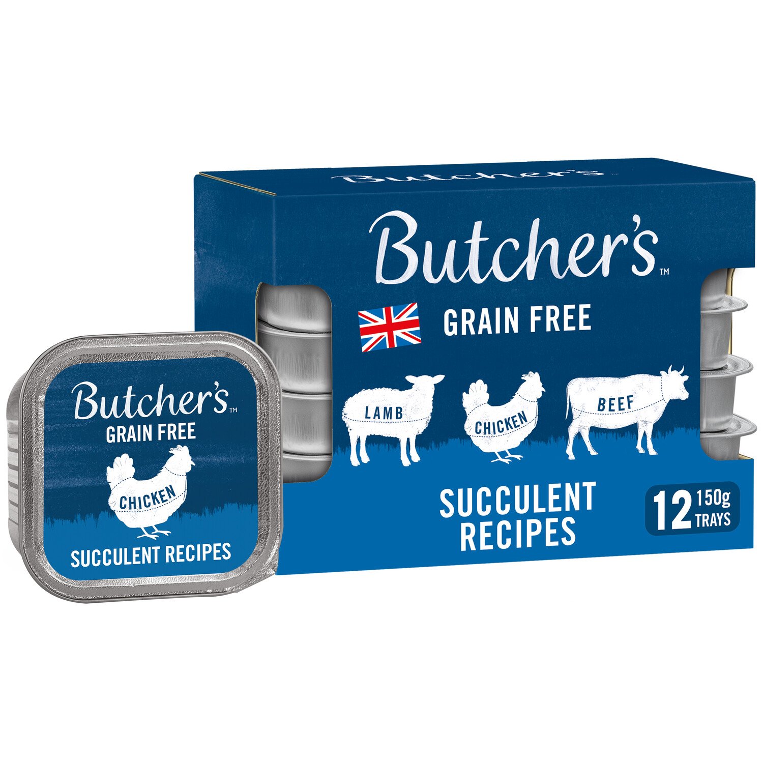 Pack of 12 Butchers Succulent Dog Food Trays 150g Image 1