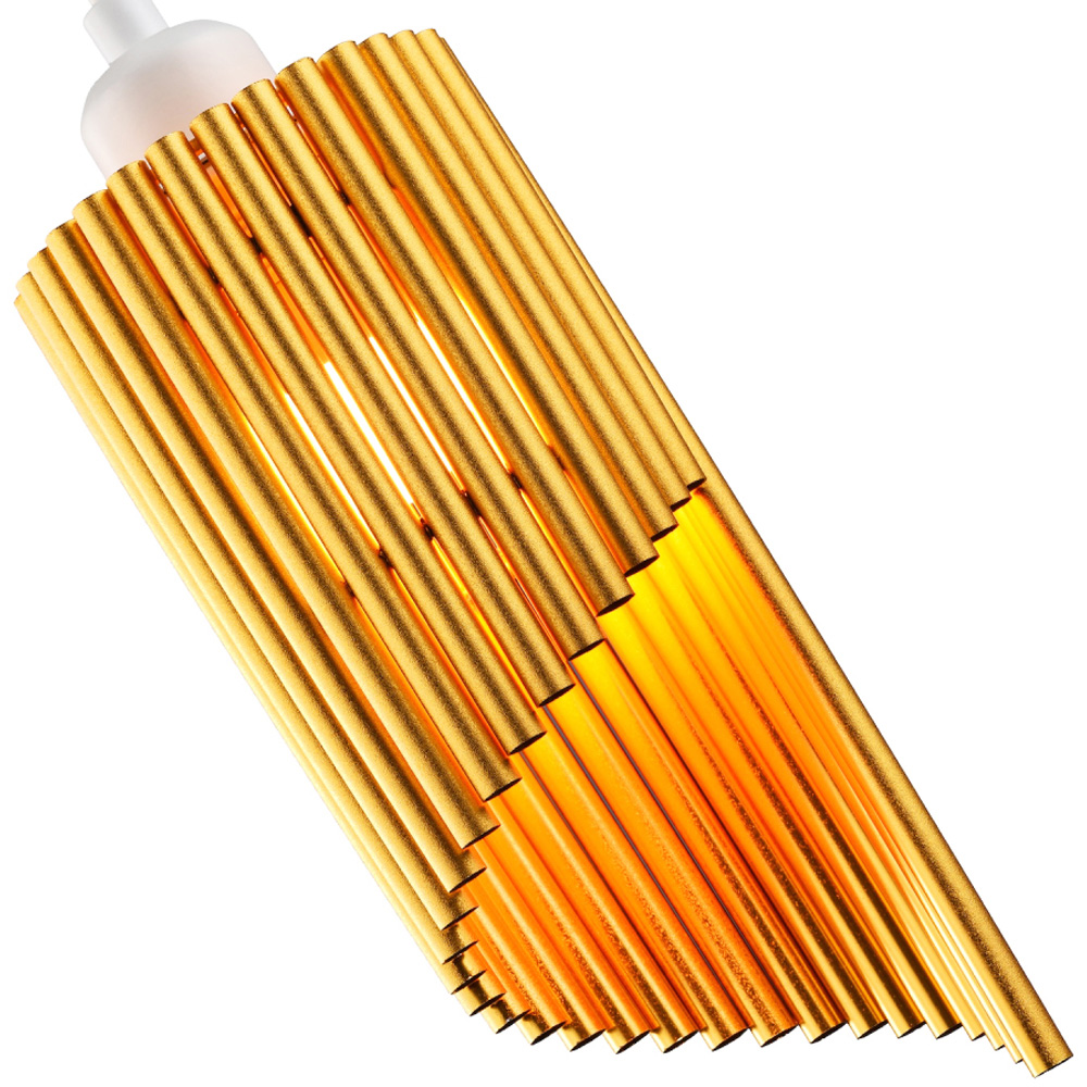 Happy Homewares Designer Satin Gold Tubular Bells Styled Pendant Shade Image 8