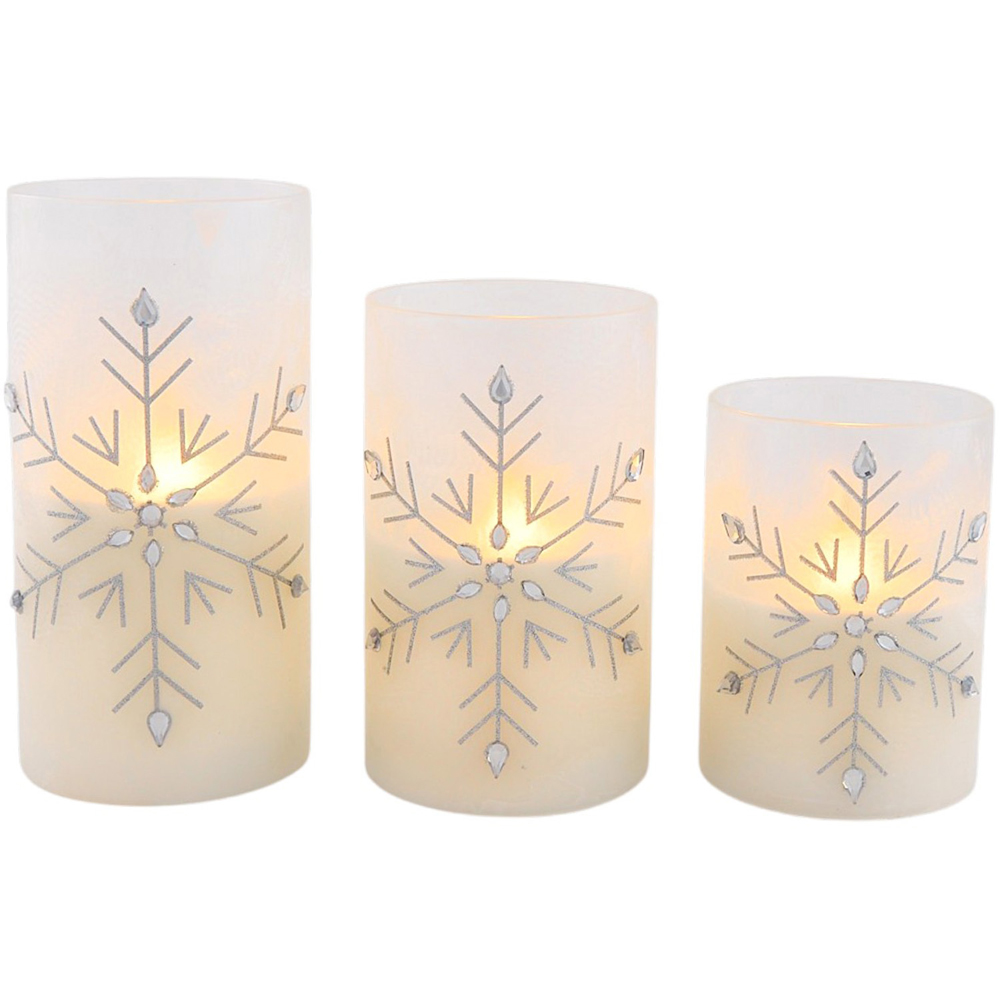 Snowflake LED Candles Set White Image 9