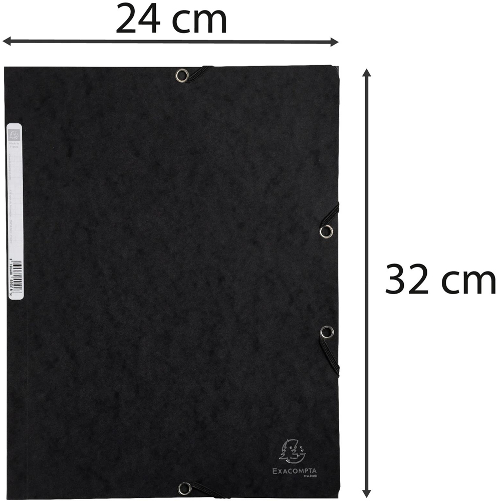 Exacompta A4 400gsm Black Elasticated 3 Flap Folder 25 Pack Image 6