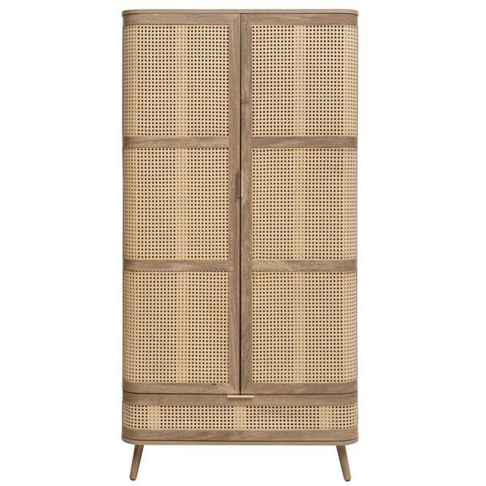 Birlea Noah 2 Door Single Drawer Rattan Effect Wardrobe Image 3