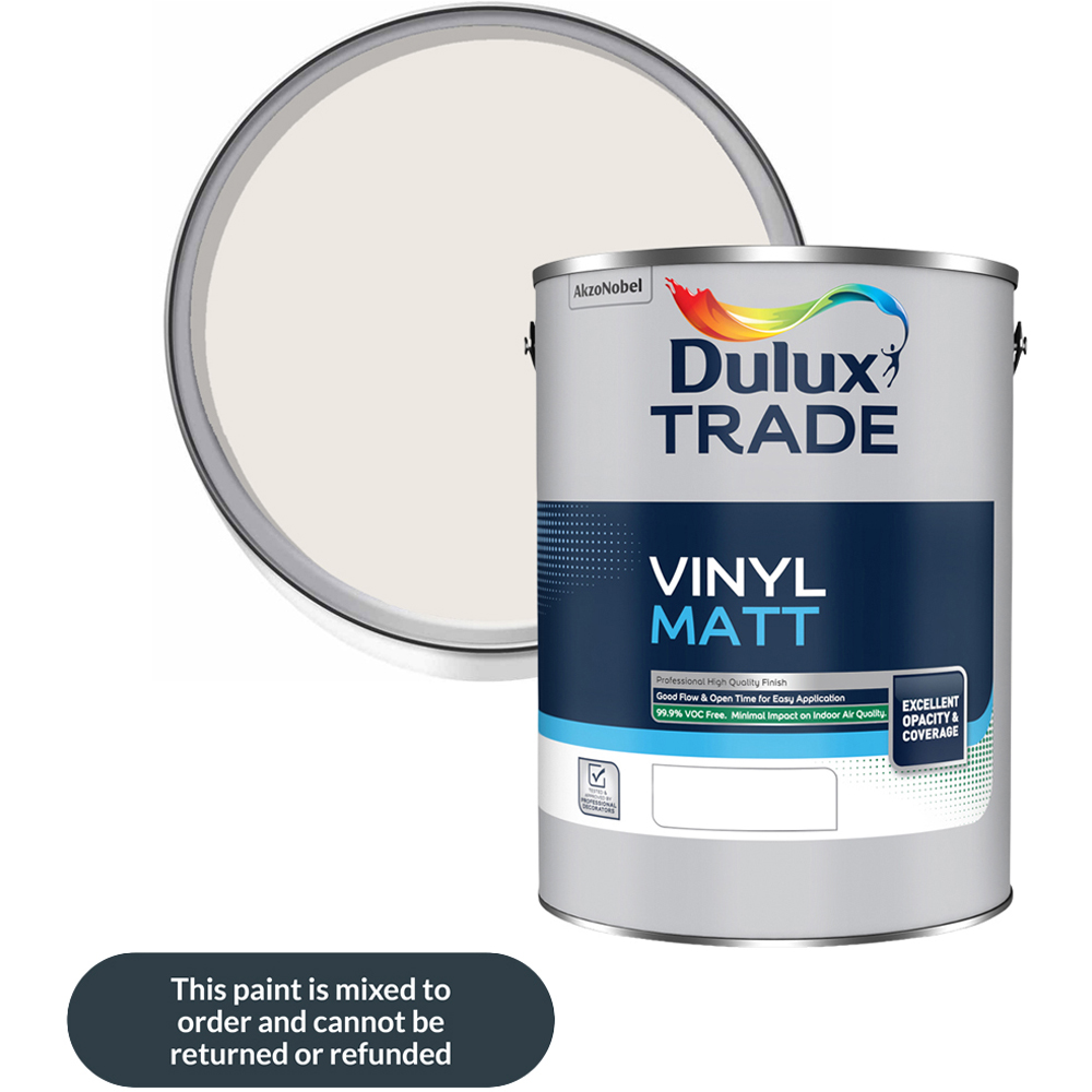 Dulux Trade Linen White Walls and Ceilings Vinyl Matt Paint 5L Image 1
