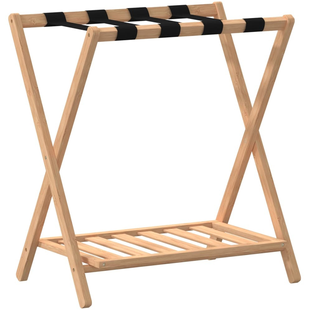 Walplus 2 Shelf Foldable Natural Bamboo Luggage Rack 58 x 68 x 38cm Image 1