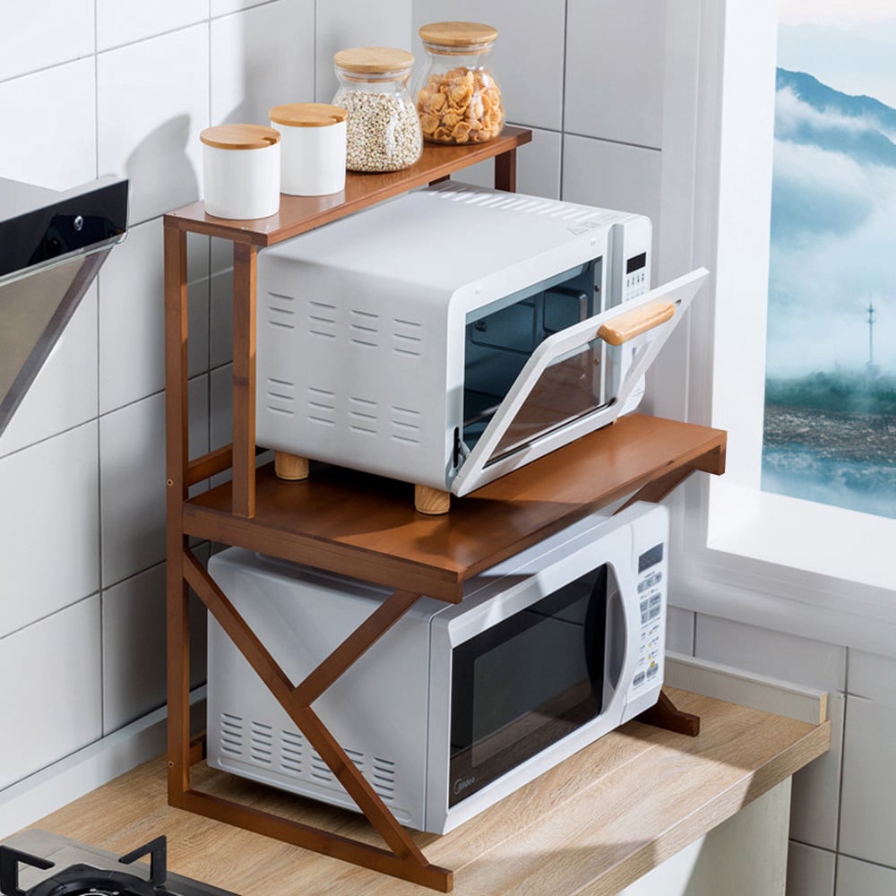 Living and Home 2 Shelf Brown Wooden Spice Rack Organiser Image 7