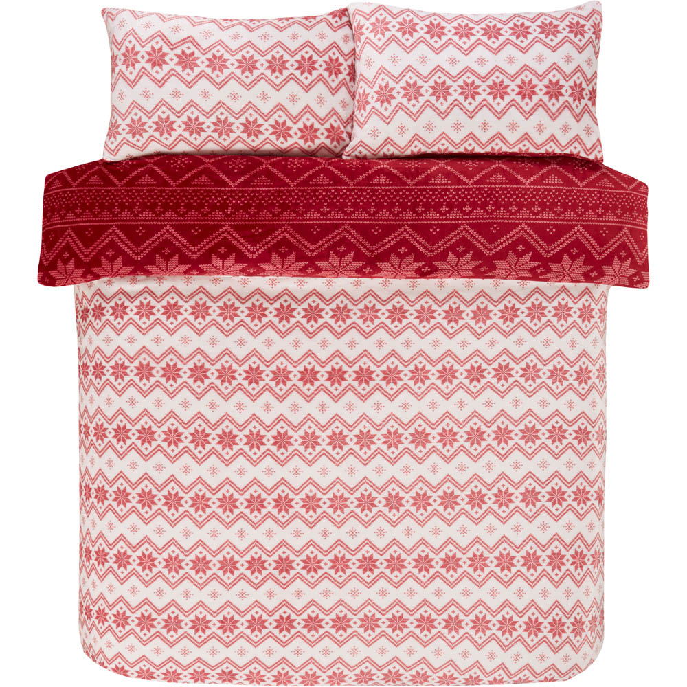 Smart Living Super King Size Red Fairisle Fleece Duvet Set Image 4
