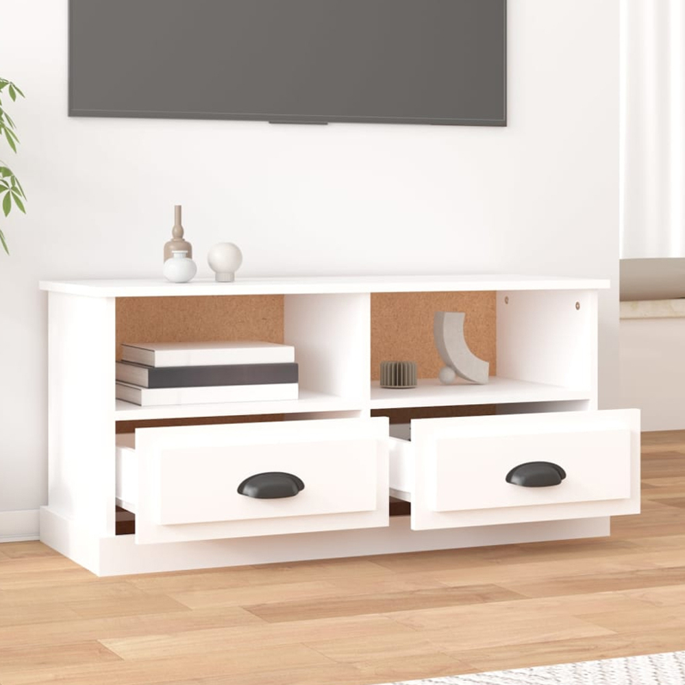 vidaXL 2 Door 2 Shelf White TV Cabinet Image 1