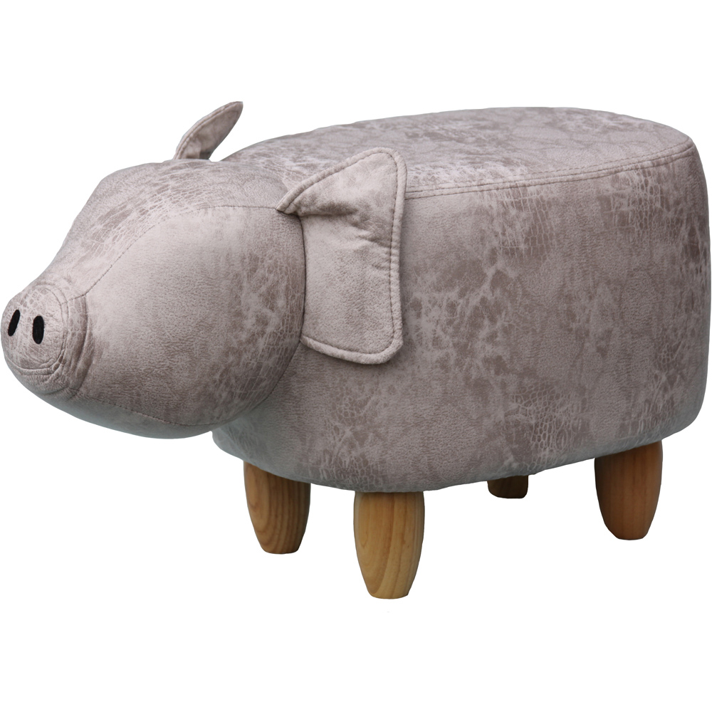 Gardeco Plato The Pig Grey Leatherette Footstool Image 5