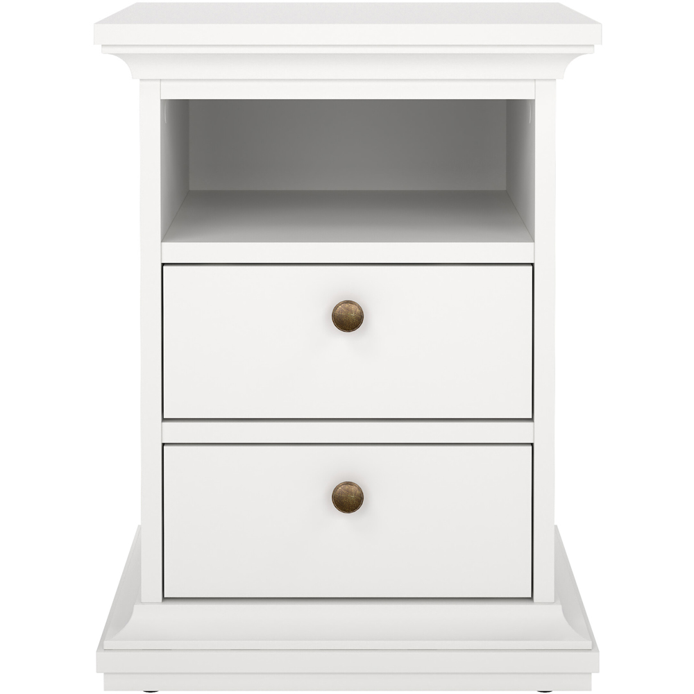Florence Paris 2 Drawer White Bedside Table Image 4