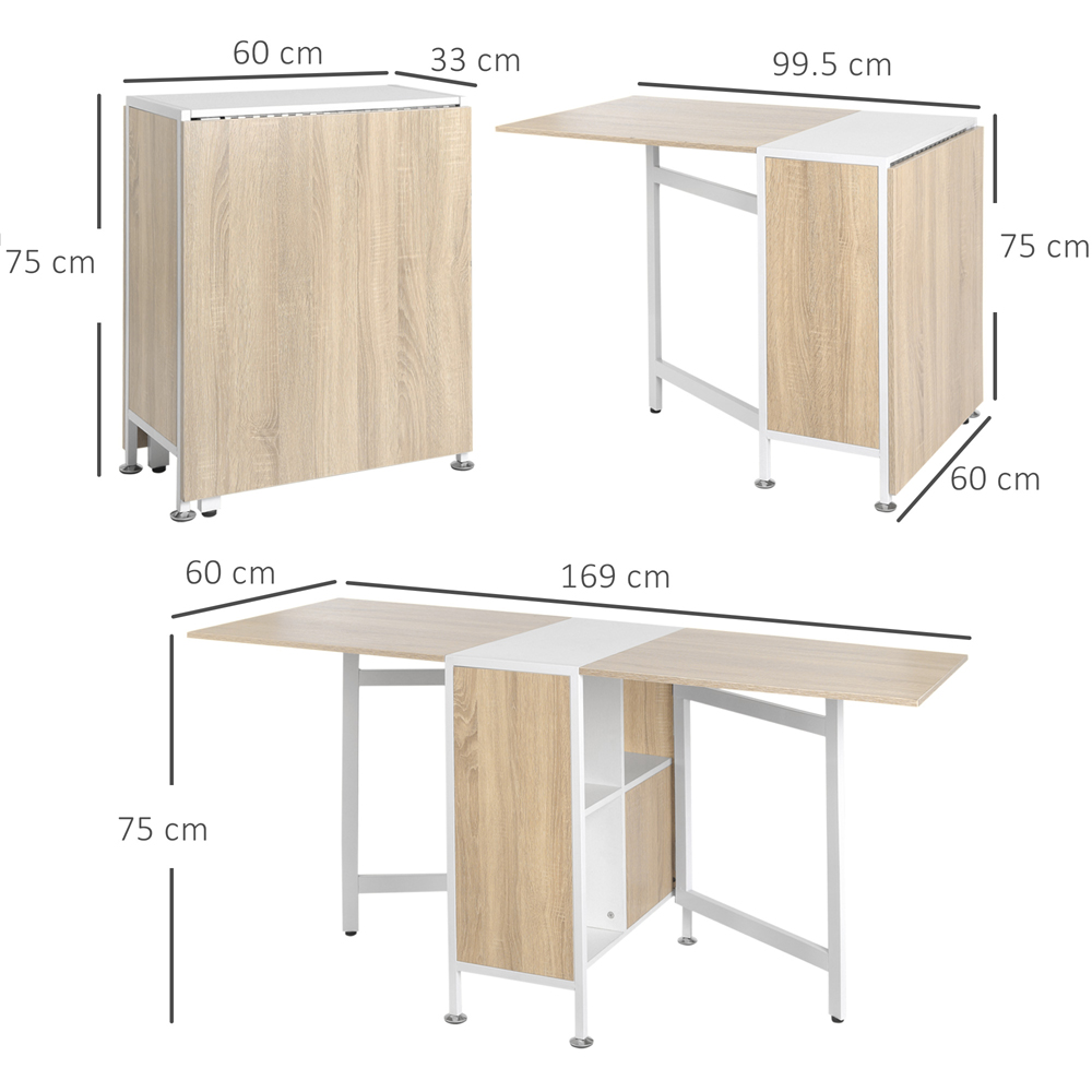 Portland 4 Seater Folding Dining Table and Workstation Oak Image 10
