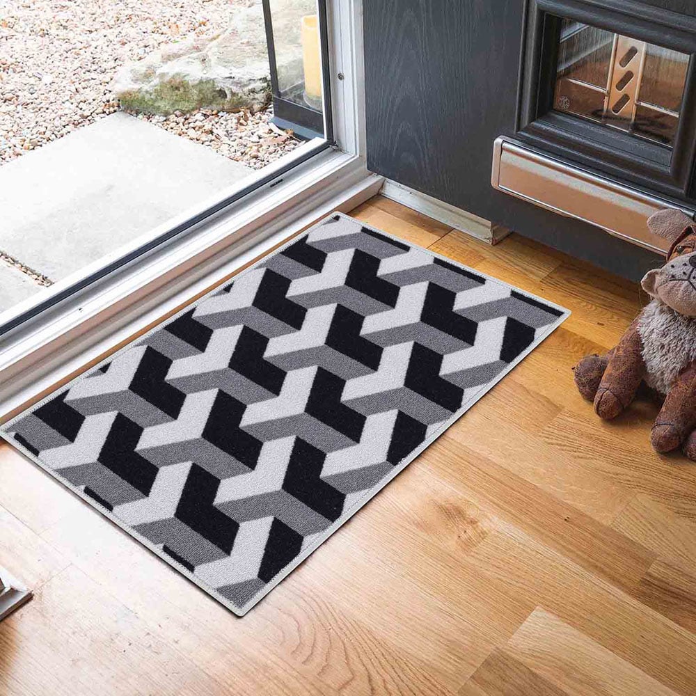 Desire Rugs Havana Grey Chevron Anti Slip Door Mat 120 x 67cm Image 4