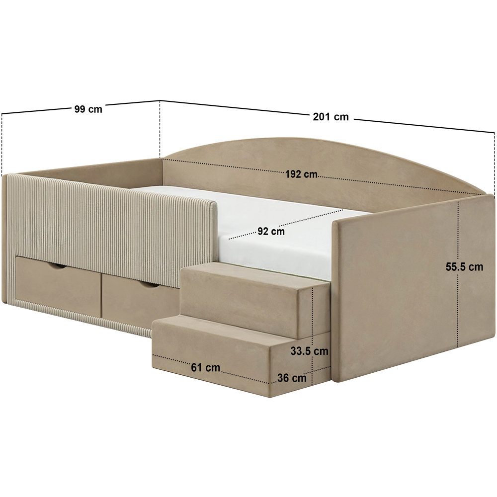 Flair Elisa Beige Velvet and Cord Low Sleeper Bed with Storage with Storage Image 8