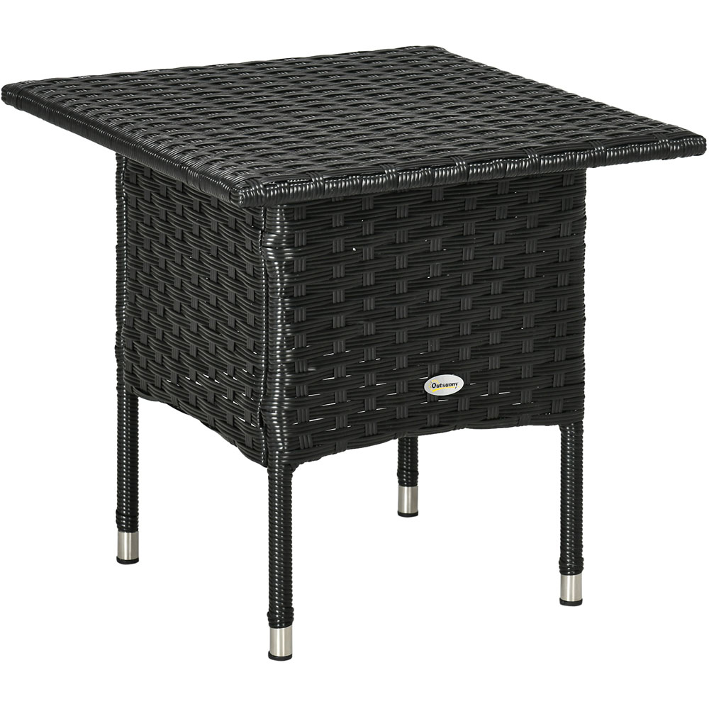 Outsunny Black Rattan Side Table Image 2