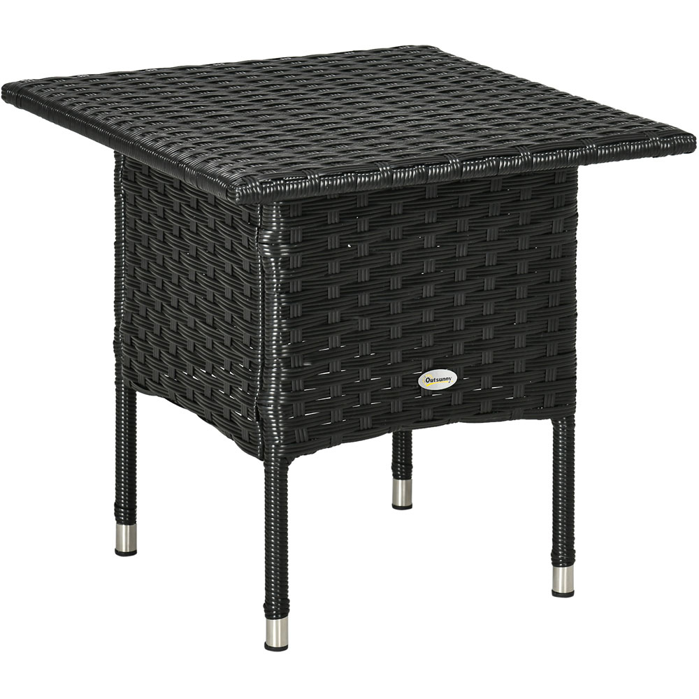 Outsunny Rattan Side Table Black Image 2