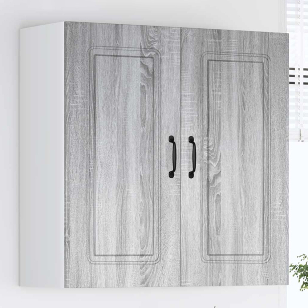 vidaXL 2 Door Grey Sonoma Kitchen Wall Cabinet Image 1