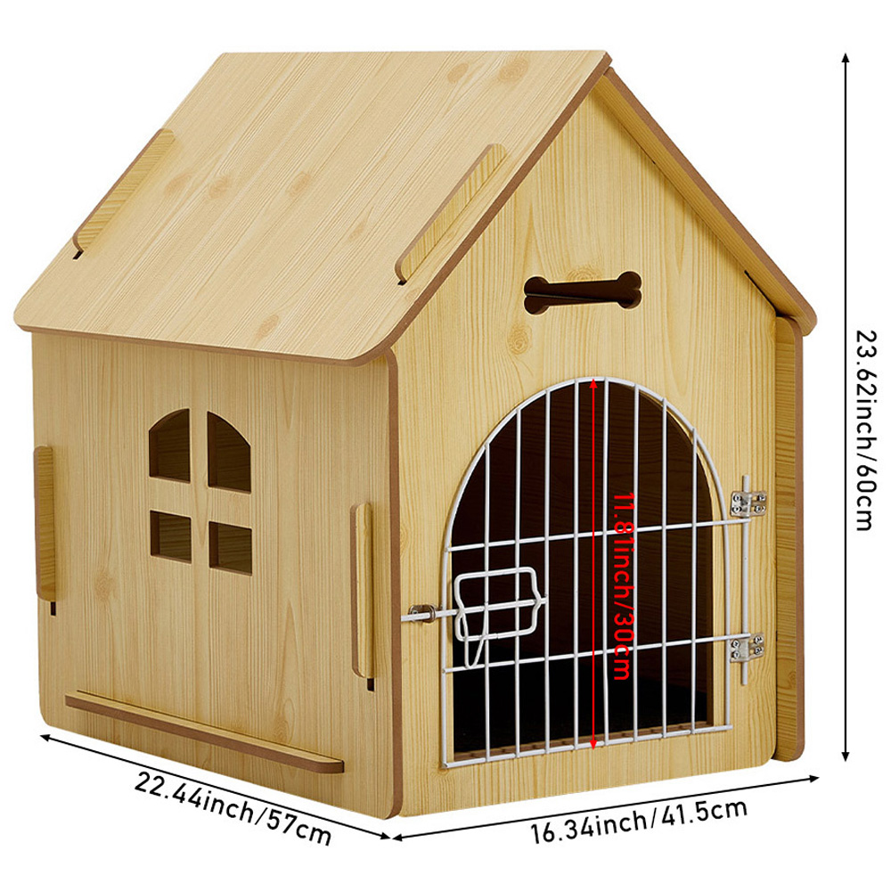 H&O Direct Wooden Dog House with Wire Door Image 5