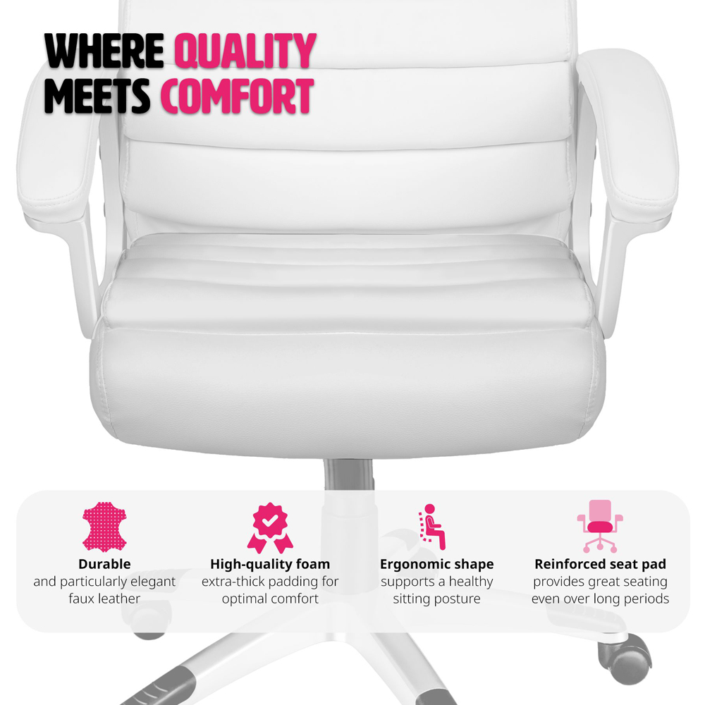 tectake Paul White Height Adjustable Padded Office Chair Image 8