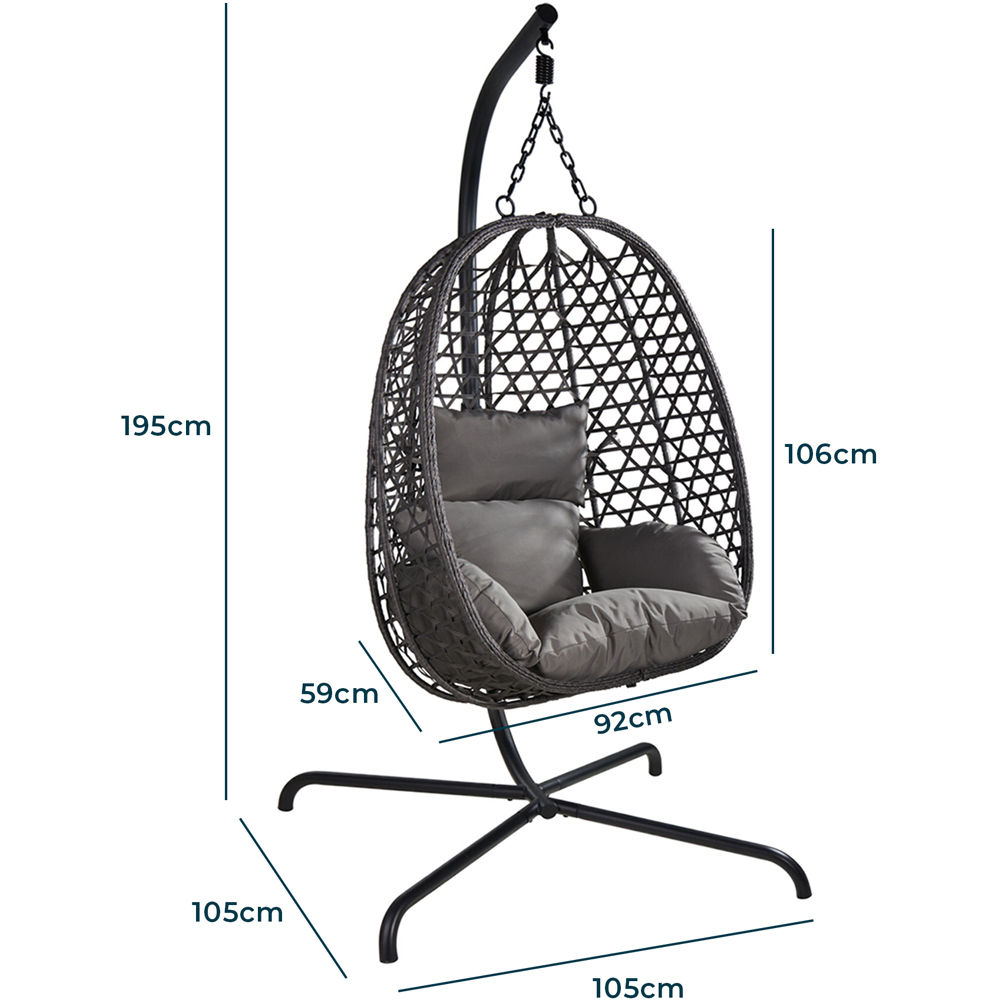 Jack Stonehouse Rattan Hanging Garden Egg Chair with Cushions Image 6