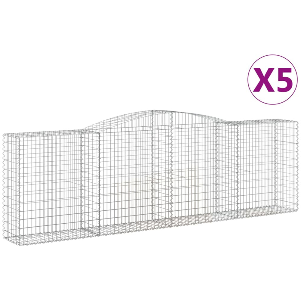 vidaXL Silver Galvanised Iron Arched Gabion Basket 400 x 50 x 120/140cm 5 Pack Image 4